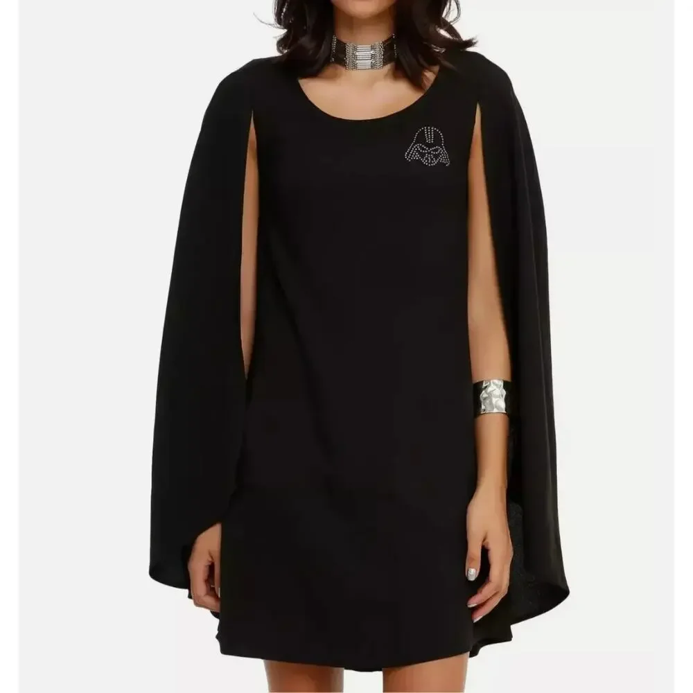 Her Universe Star Wars Studded Darth Vader Black Sleeveless Cape Dress Medium